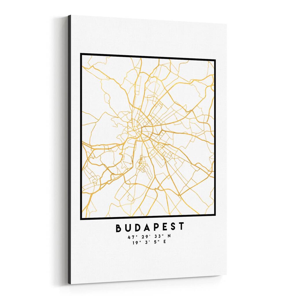 Noir Gallery Minimal Budapest City Map Canvas Wall Art Print