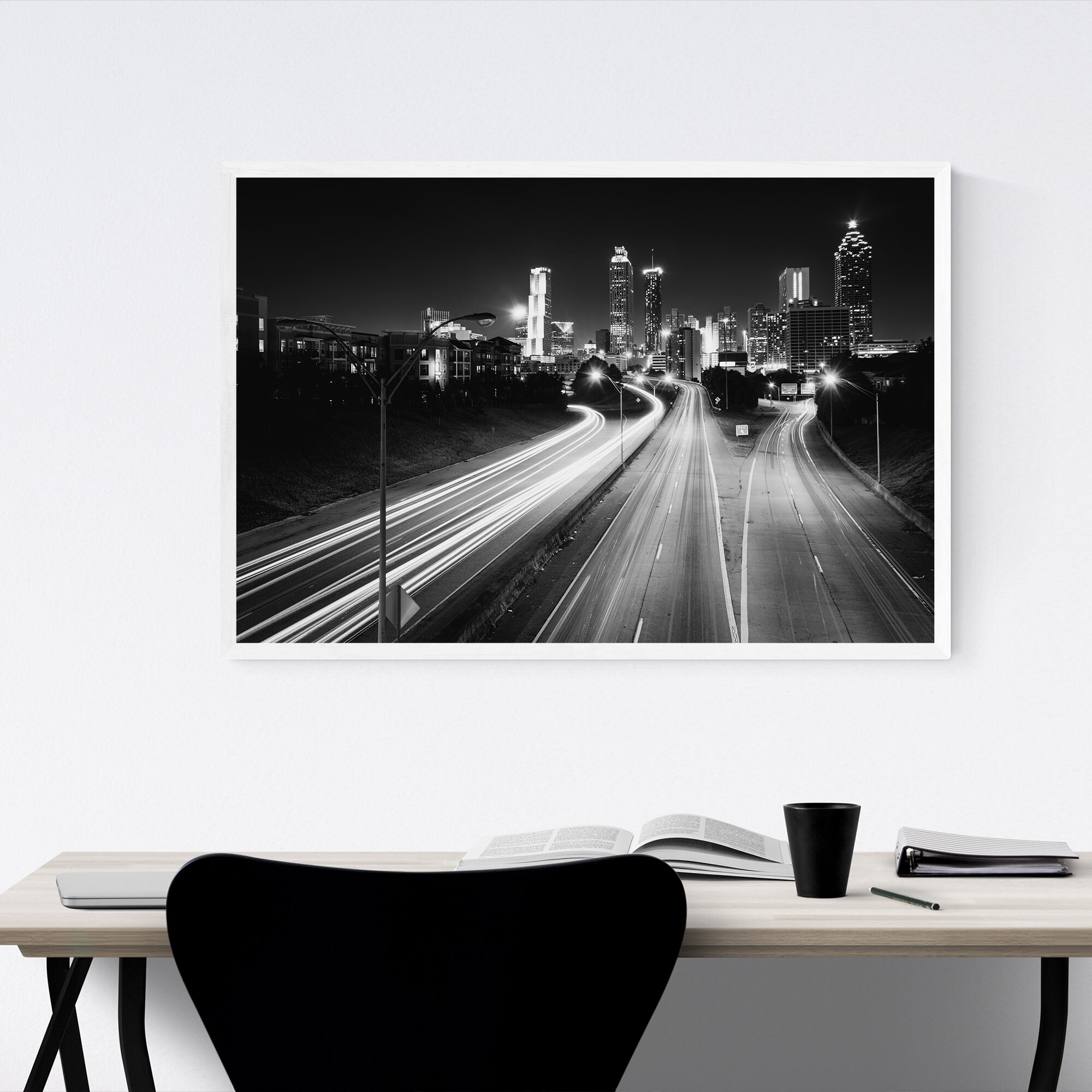 Shop Noir Gallery Black White Atlanta Skyline Framed Art Print Overstock 27444551