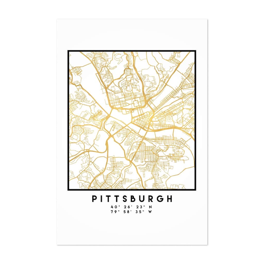 Noir Gallery Minimal Pittsburgh City Map Unframed Art Print/Poster