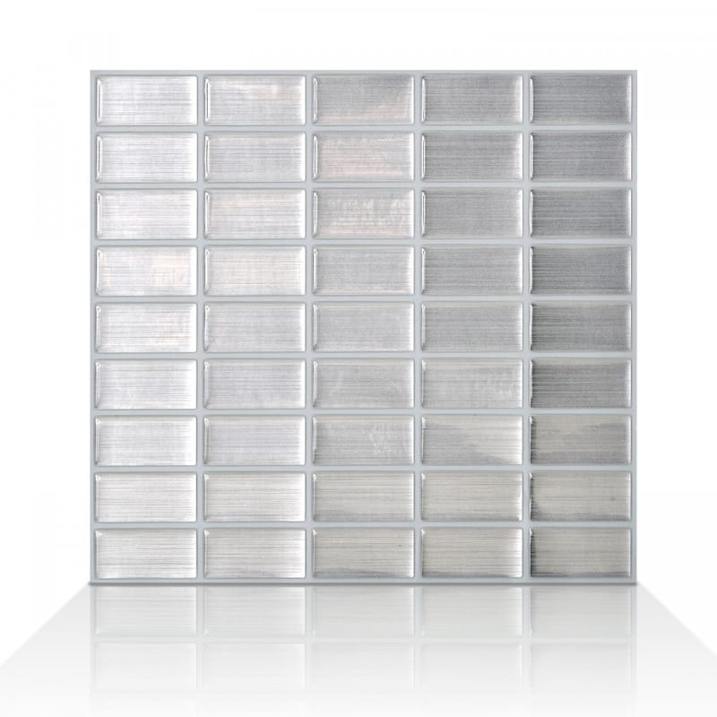 Brushed Stainless 10.61 in. x 10 in. Peel and Stick Self-Adhesive Decorative Mosaic Wall Tile Backsplash (4-Pack)