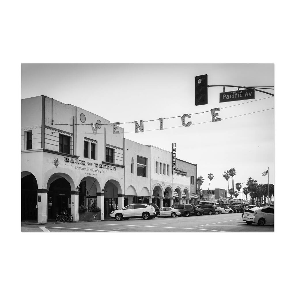 Noir Gallery Black & White Venice Beach Sign Unframed Art Print/Poster