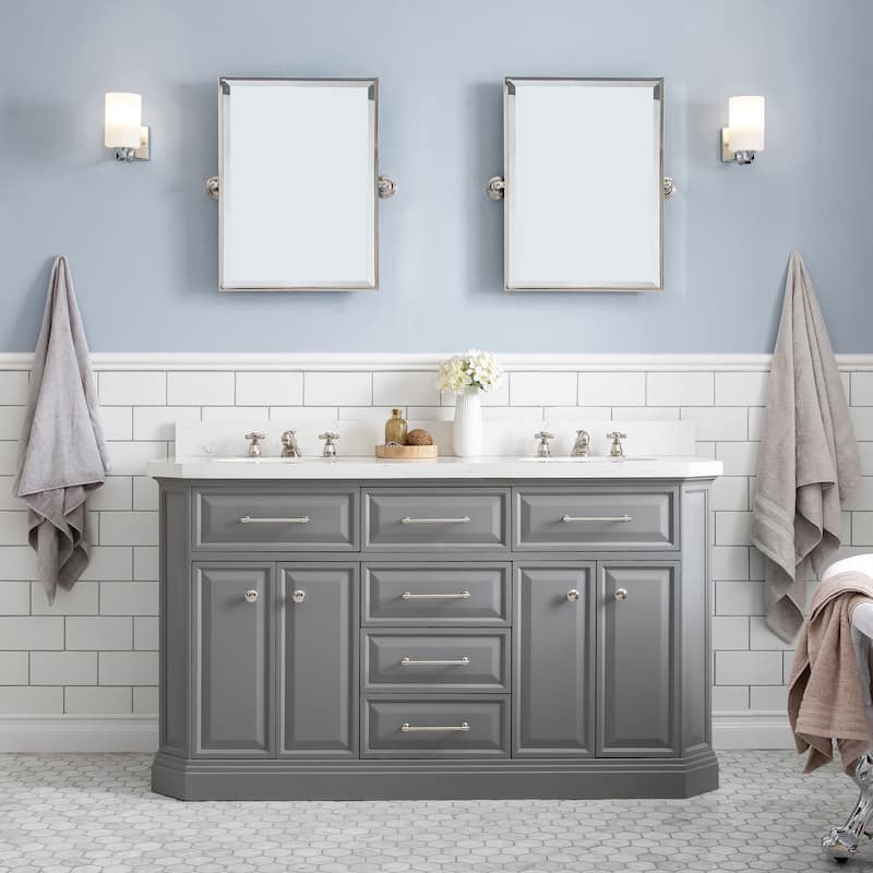 Palace Collection Quartz Carrara 60-inch Bathroom Vanity Set