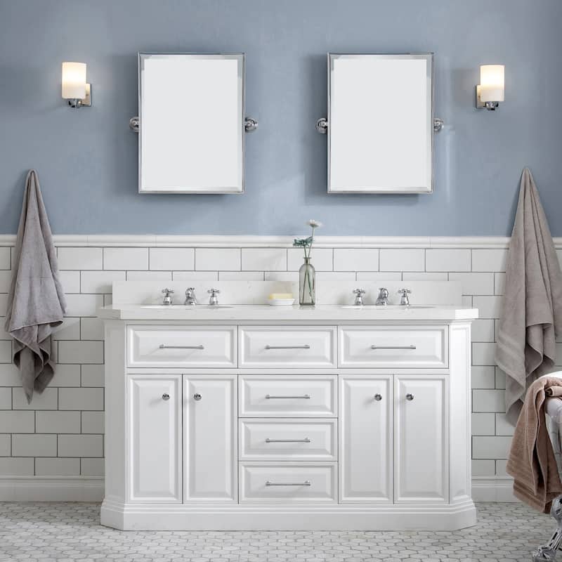Palace Collection Quartz Carrara 60-inch Bathroom Vanity Set