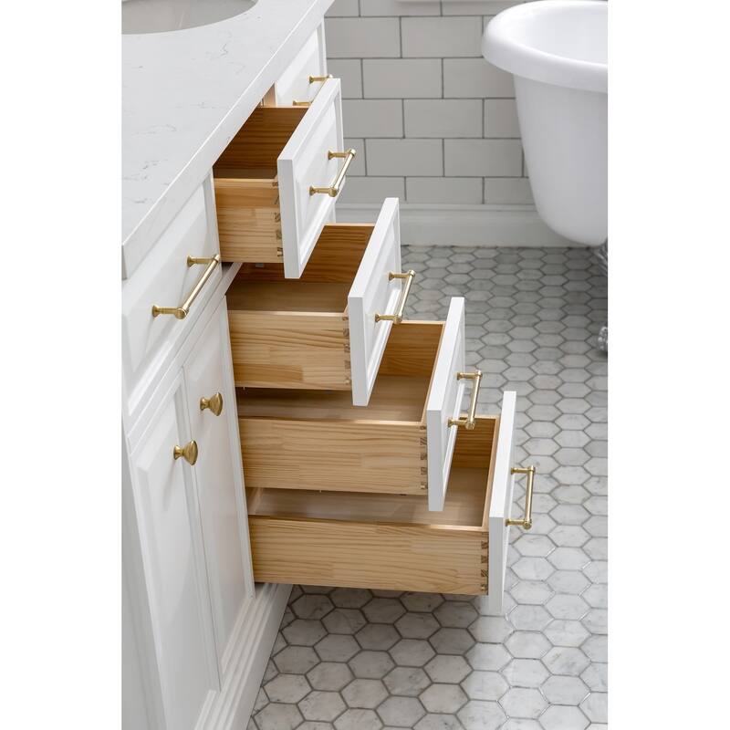 Palace Collection Quartz Carrara 60-inch Bathroom Vanity Set