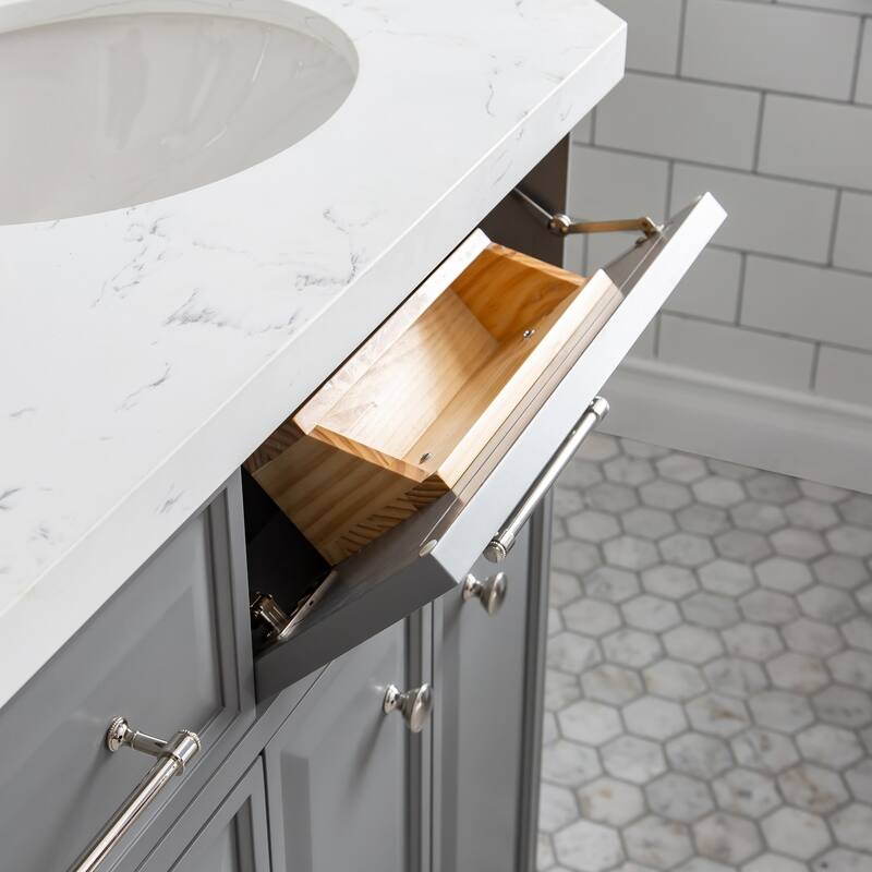 Palace Collection Quartz Carrara 60-inch Bathroom Vanity Set
