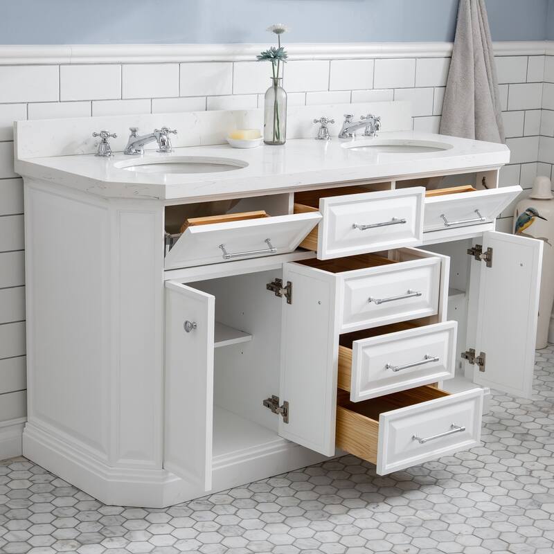 Palace Collection Quartz Carrara 60-inch Bathroom Vanity Set