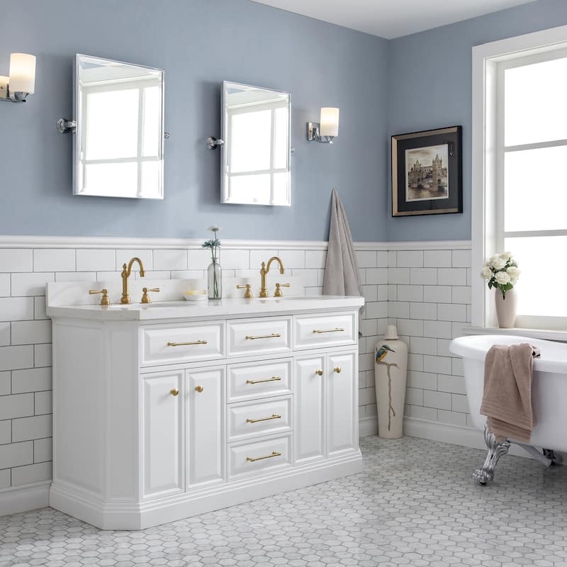 Palace Collection Quartz Carrara 60-inch Bathroom Vanity Set
