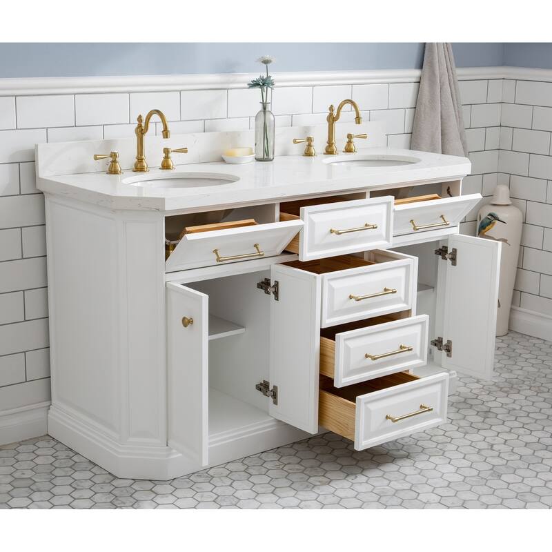 Palace Collection Quartz Carrara 60-inch Bathroom Vanity Set