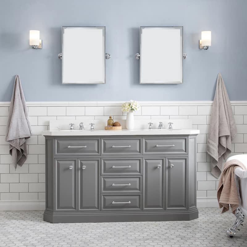 Palace Collection Quartz Carrara 60-inch Bathroom Vanity Set
