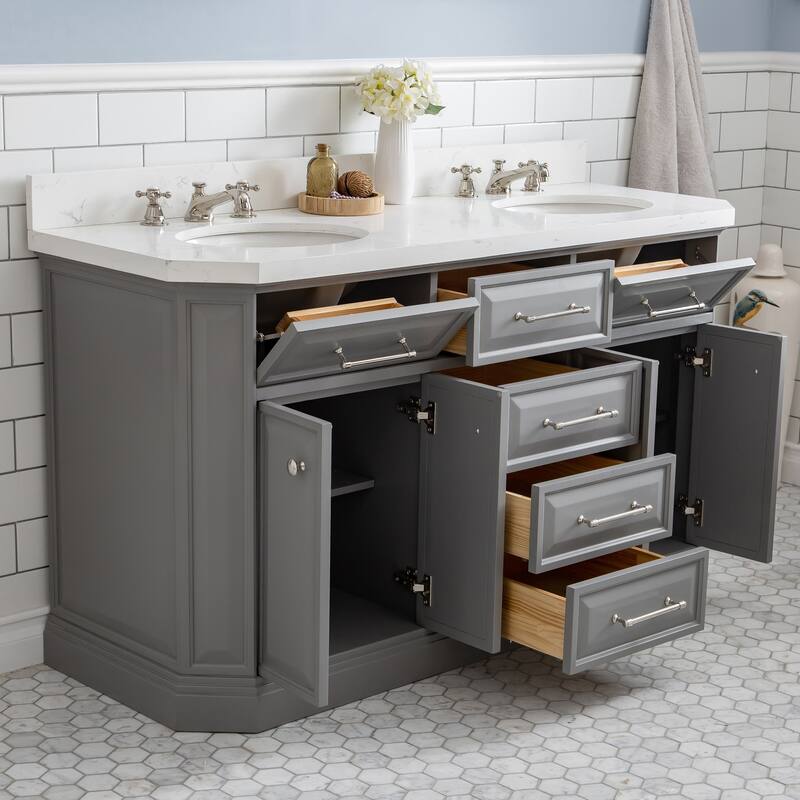 Palace Collection Quartz Carrara 60-inch Bathroom Vanity Set