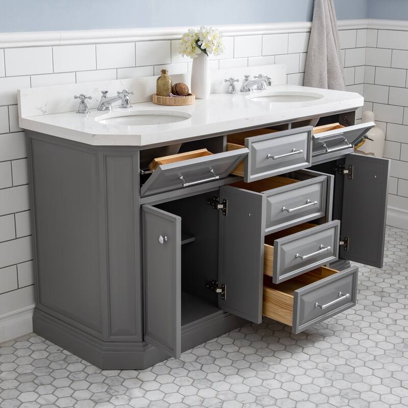 Palace Collection Quartz Carrara 60-inch Bathroom Vanity Set