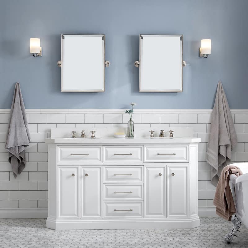 Palace Collection Quartz Carrara 60-inch Bathroom Vanity Set