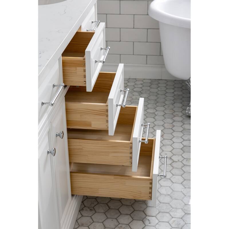 Palace Collection Quartz Carrara 60-inch Bathroom Vanity Set