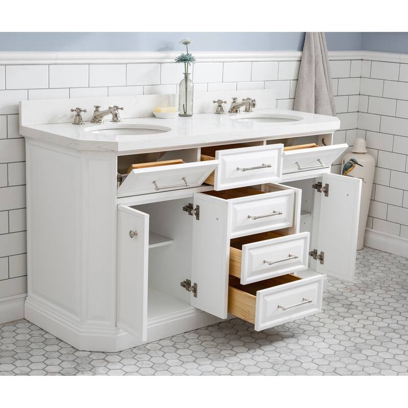 Palace Collection Quartz Carrara 60-inch Bathroom Vanity Set