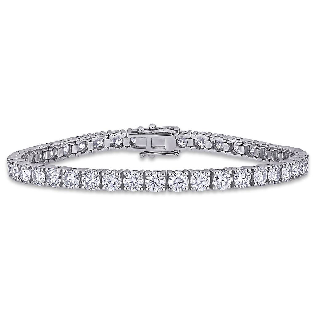 Miadora 10 1/2ct DEW Moissanite Classic Tennis Bracelet in 14k White Gold - 7 in x 4.3 mm x 3.2 mm