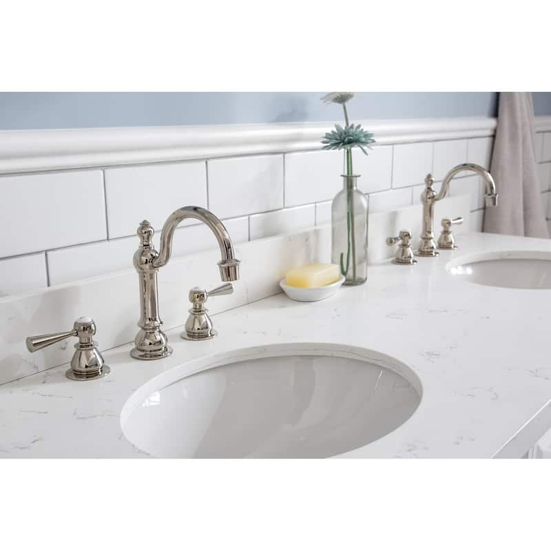 60" Palace Collection Quartz Carrara Cashmere Grey Bathroom Vanity Set With Hardware And F2-0012 Faucets