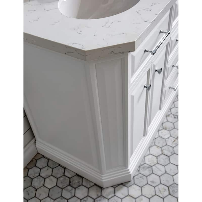 60" Palace Collection Quartz Carrara Cashmere Grey Bathroom Vanity Set With Hardware And F2-0012 Faucets