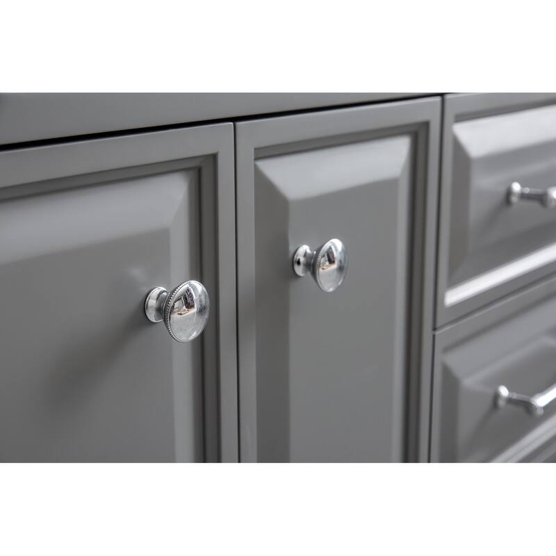 60" Palace Collection Quartz Carrara Cashmere Grey Bathroom Vanity Set With Hardware And F2-0012 Faucets