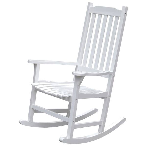 Shop Wooden Indoor Outdoor Patio Deck Garden Porch Rocking Chair White On Sale Overstock 27447081