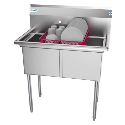 KoolMore 36-Inch Two Compartment Stainless Steel Commercial Prep and Utility Sink