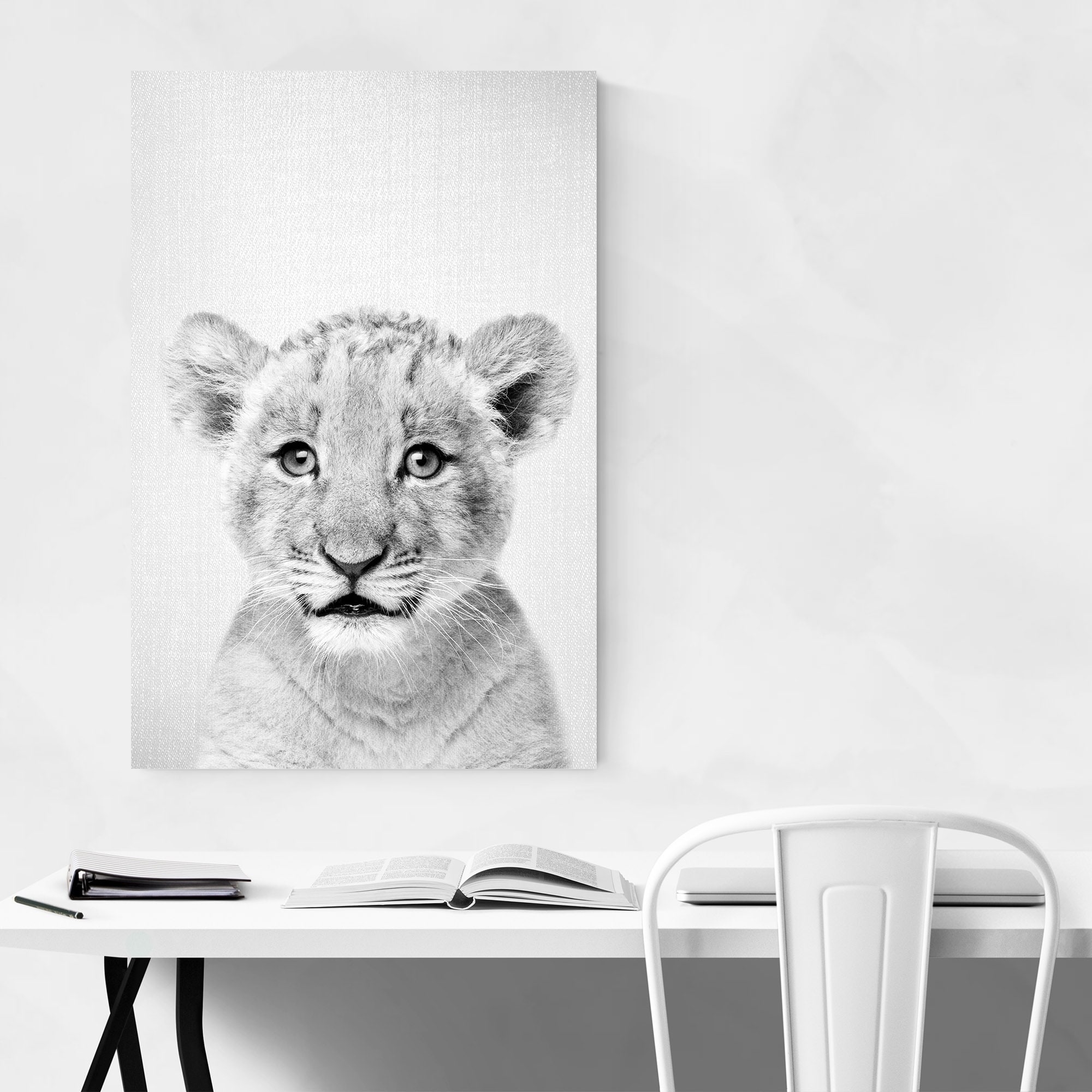 Noir Gallery Cute Baby Lion Peekaboo Animal Canvas Wall Art Print Overstock