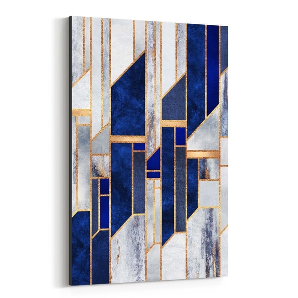 Noir Gallery Blue Digital Abstract Geometric Canvas Wall Art Print