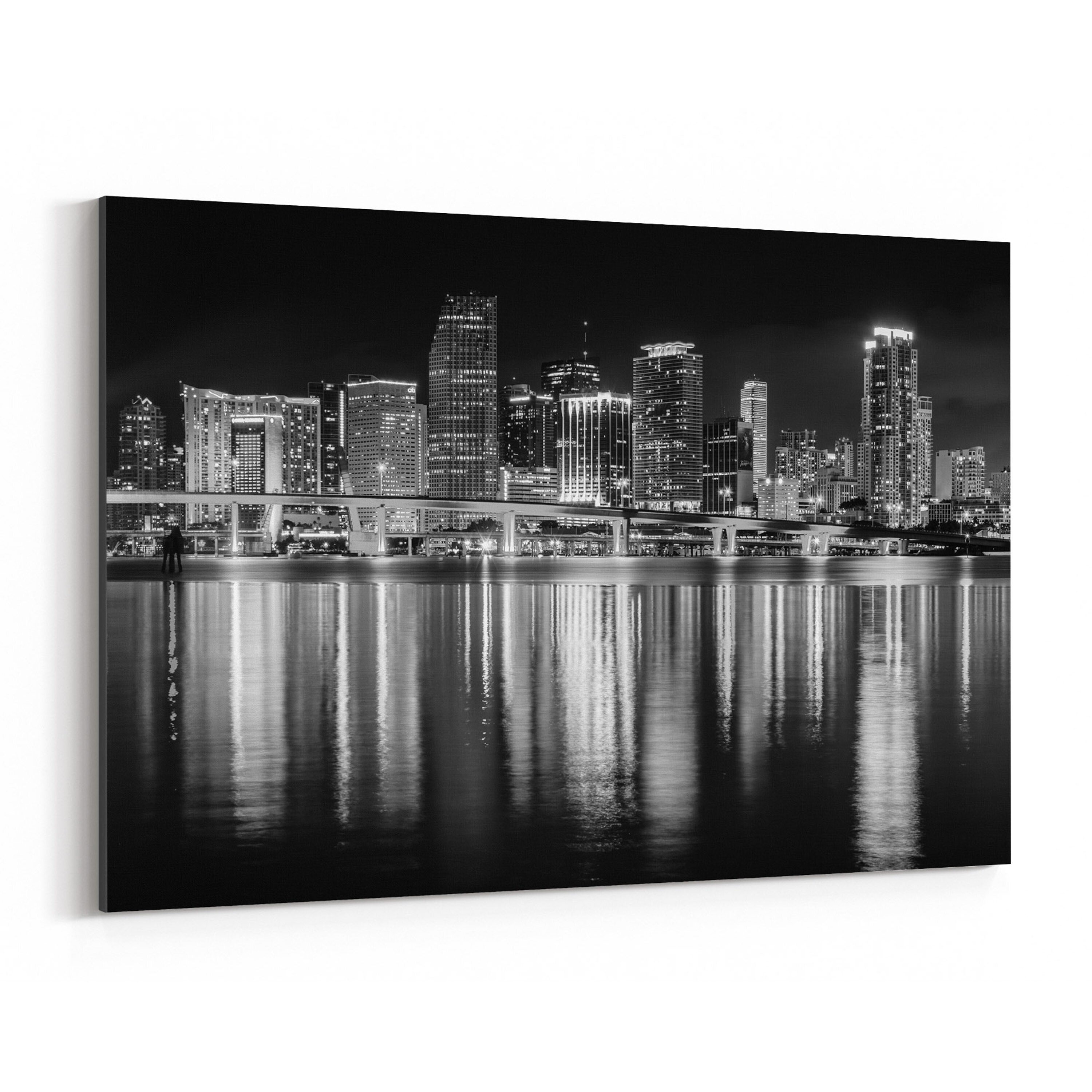Shop Noir Gallery Miami Florida Skyline Cityscape Canvas Wall Art Print Overstock 27449269