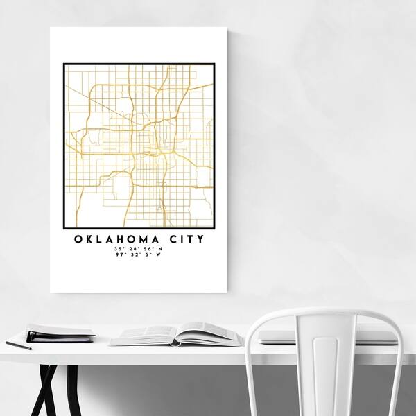 Shop Noir Gallery Minimal Oklahoma City City Map Canvas Wall Art Print Overstock 27450360