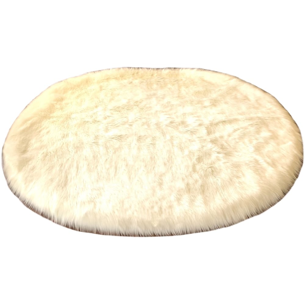 Silver Orchid Nansen Faux Sheepskin Oval Shape Shag Area Rug