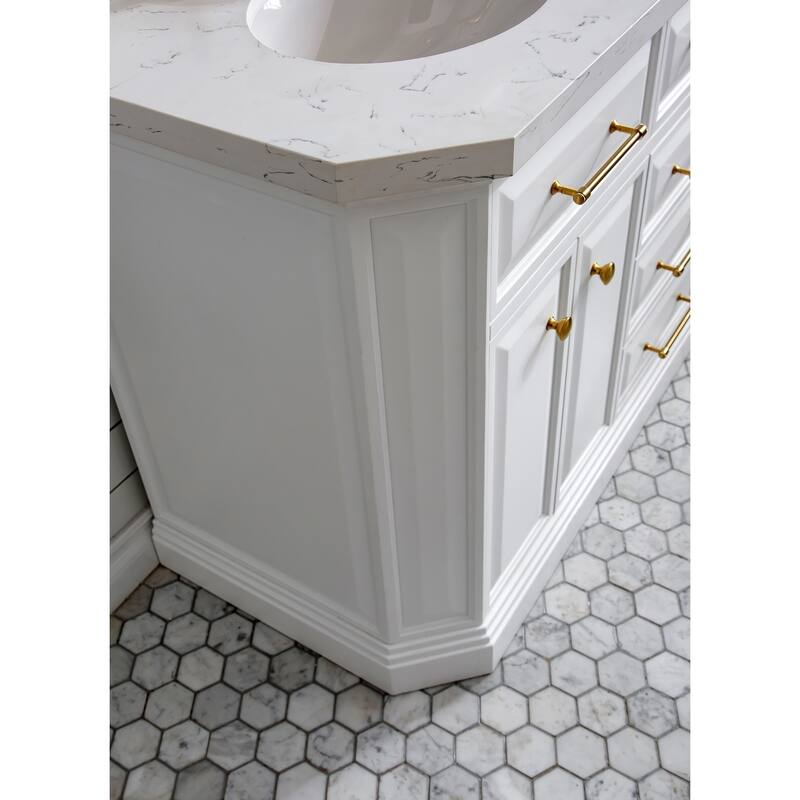 60" Palace Collection Quartz Carrara Cashmere Grey Bathroom Vanity Set With Hardware And F2-0013 Faucets