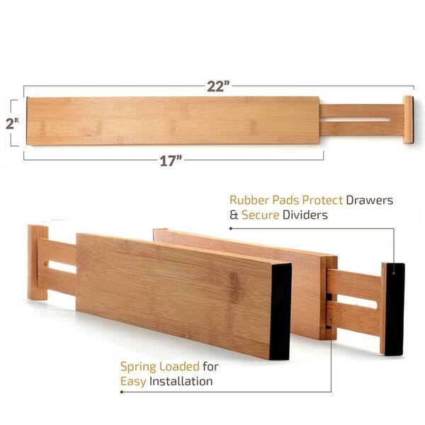 Shop Adjustable Drawer Dividers Set 6 Bamboo Organizer Kitchen