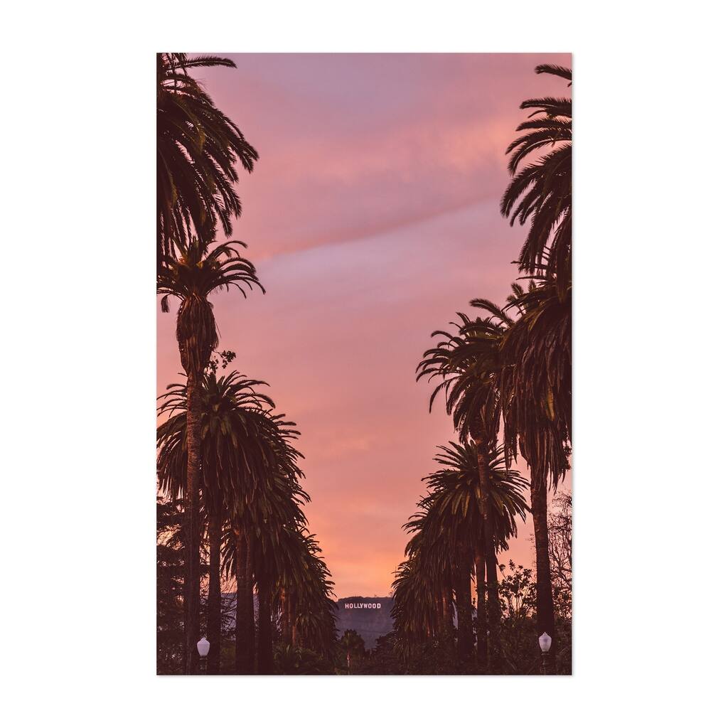 Noir Gallery Hollywood Sign Sunset Palm Trees Unframed Art Print/Poster