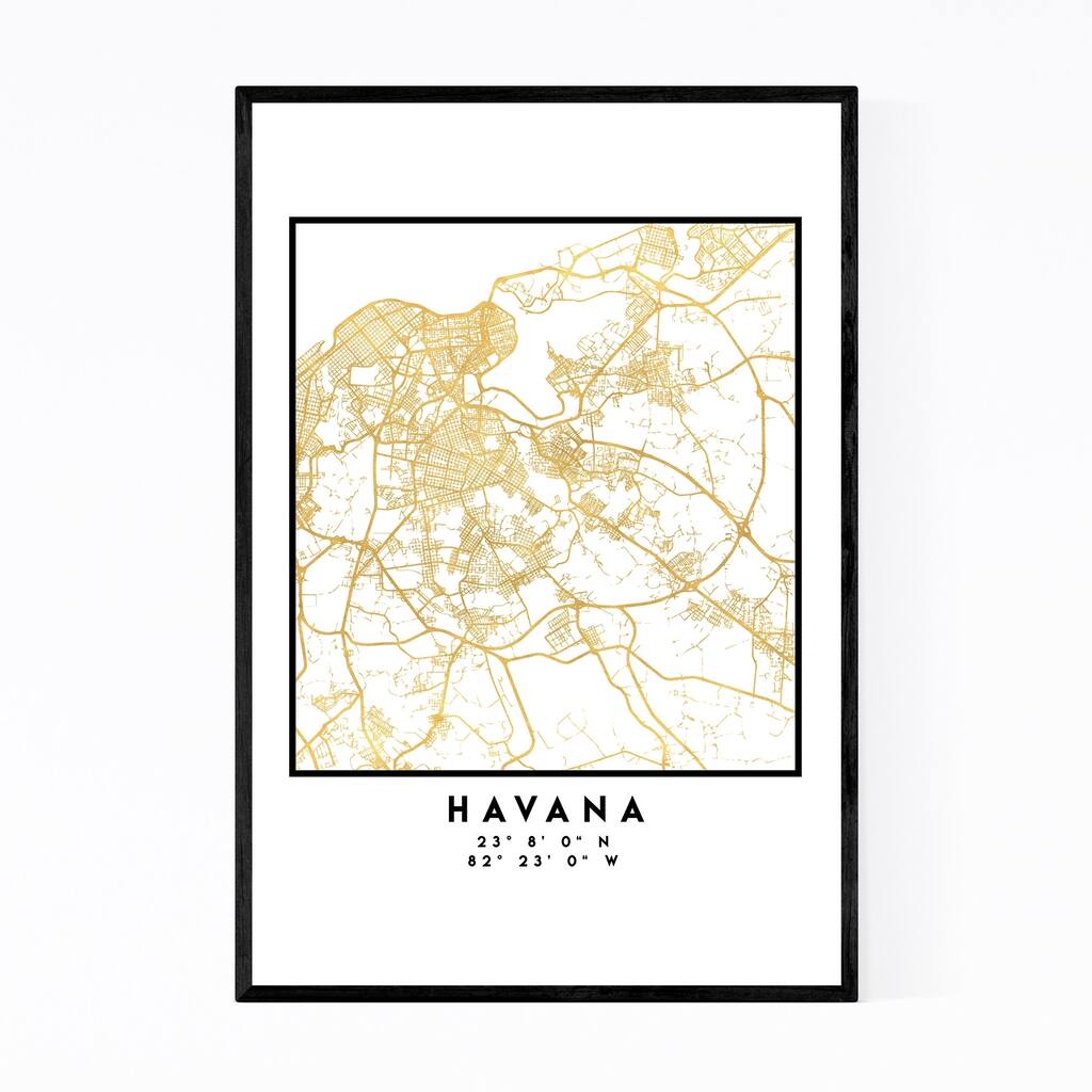 Noir Gallery Minimal Havana City Map Framed Art Print