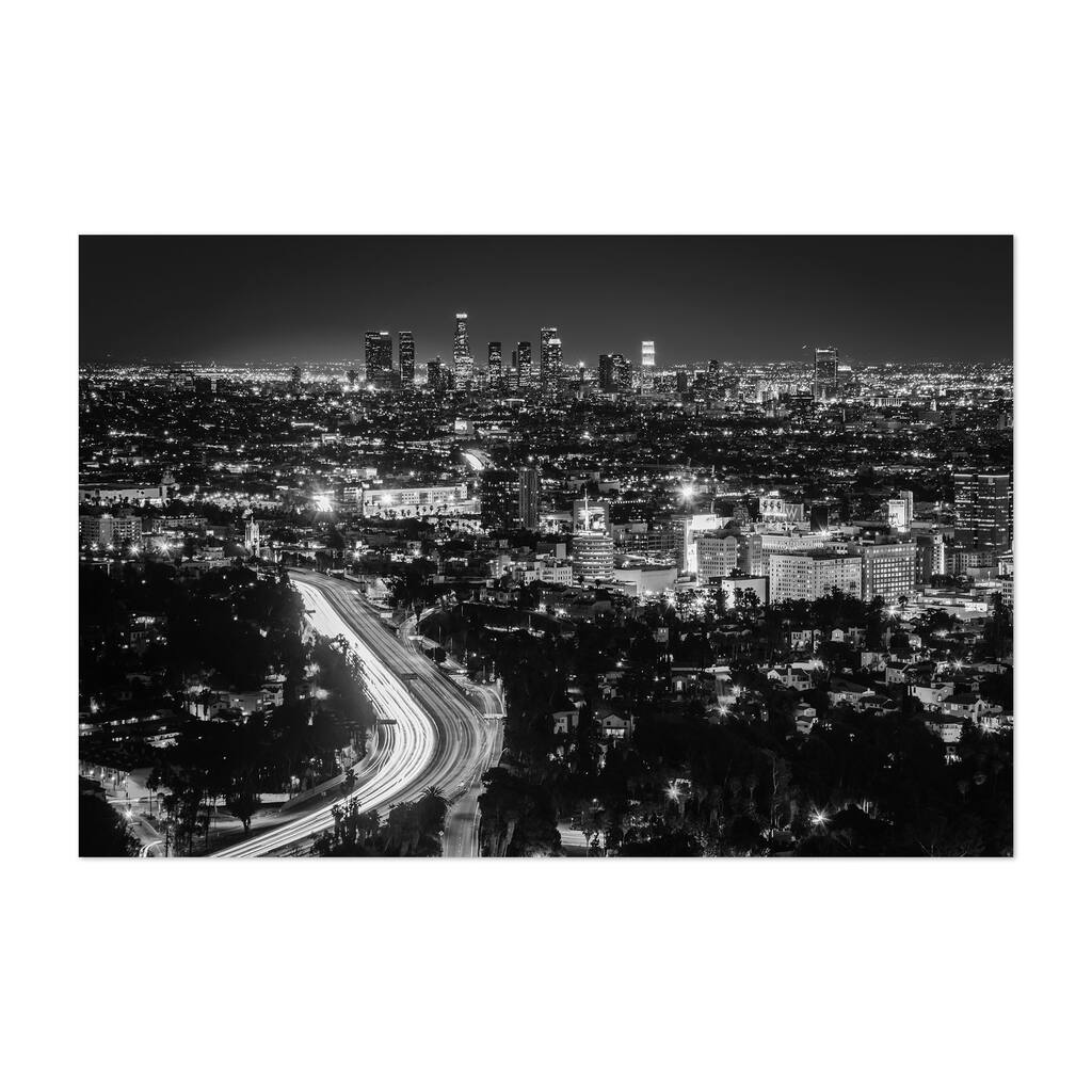 Noir Gallery Black White Los Angeles Skyline Unframed Art Print/Poster