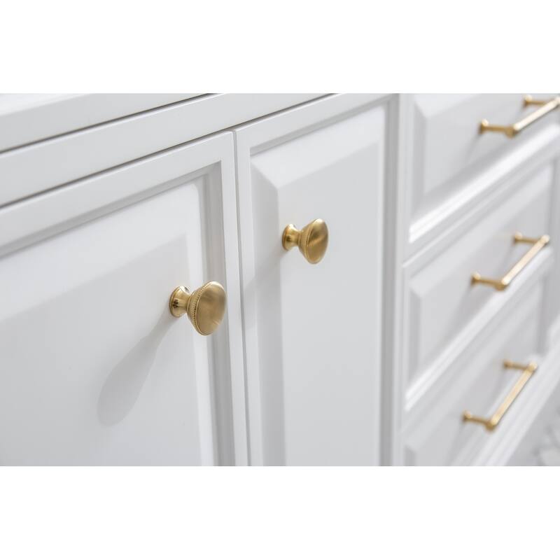 72" Palace Collection Quartz Carrara Cashmere Grey Bathroom Vanity Set With Hardware And F2-0013 Faucets