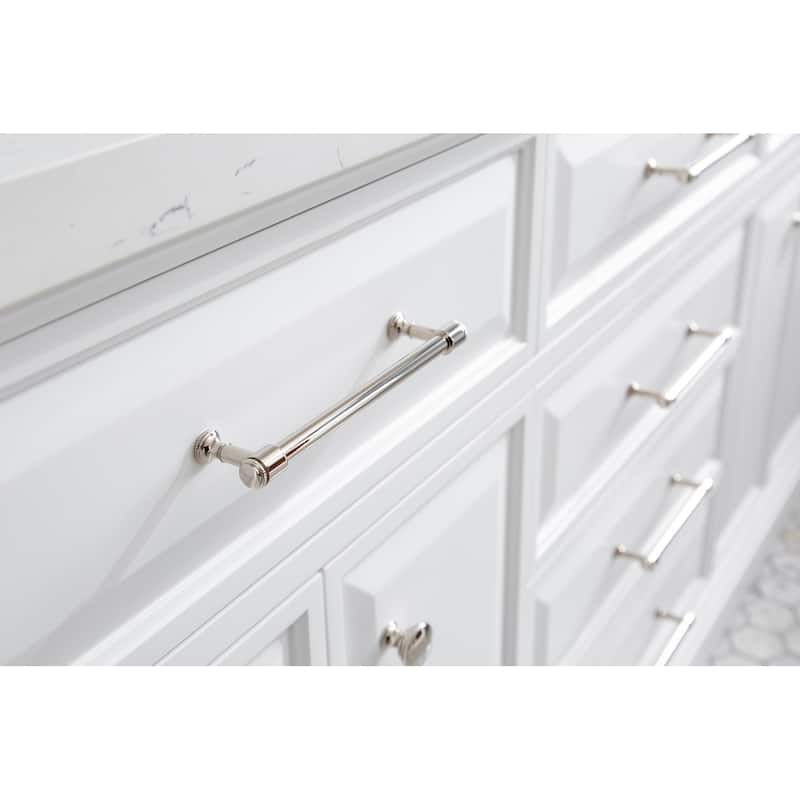 72" Palace Collection Quartz Carrara Cashmere Grey Bathroom Vanity Set With Hardware And F2-0012 Faucets