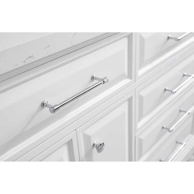 72" Palace Collection Quartz Carrara Cashmere Grey Bathroom Vanity Set With Hardware And F2-0012 Faucets