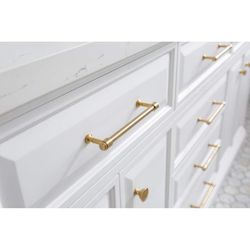 72" Palace Collection Quartz Carrara Cashmere Grey Bathroom Vanity Set With Hardware And F2-0012 Faucets