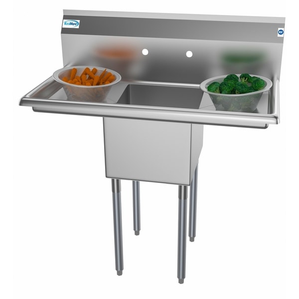 KoolMore 38-Inch Stainless Steel Commercial Kitchen Prep Sink -2 Drainboards