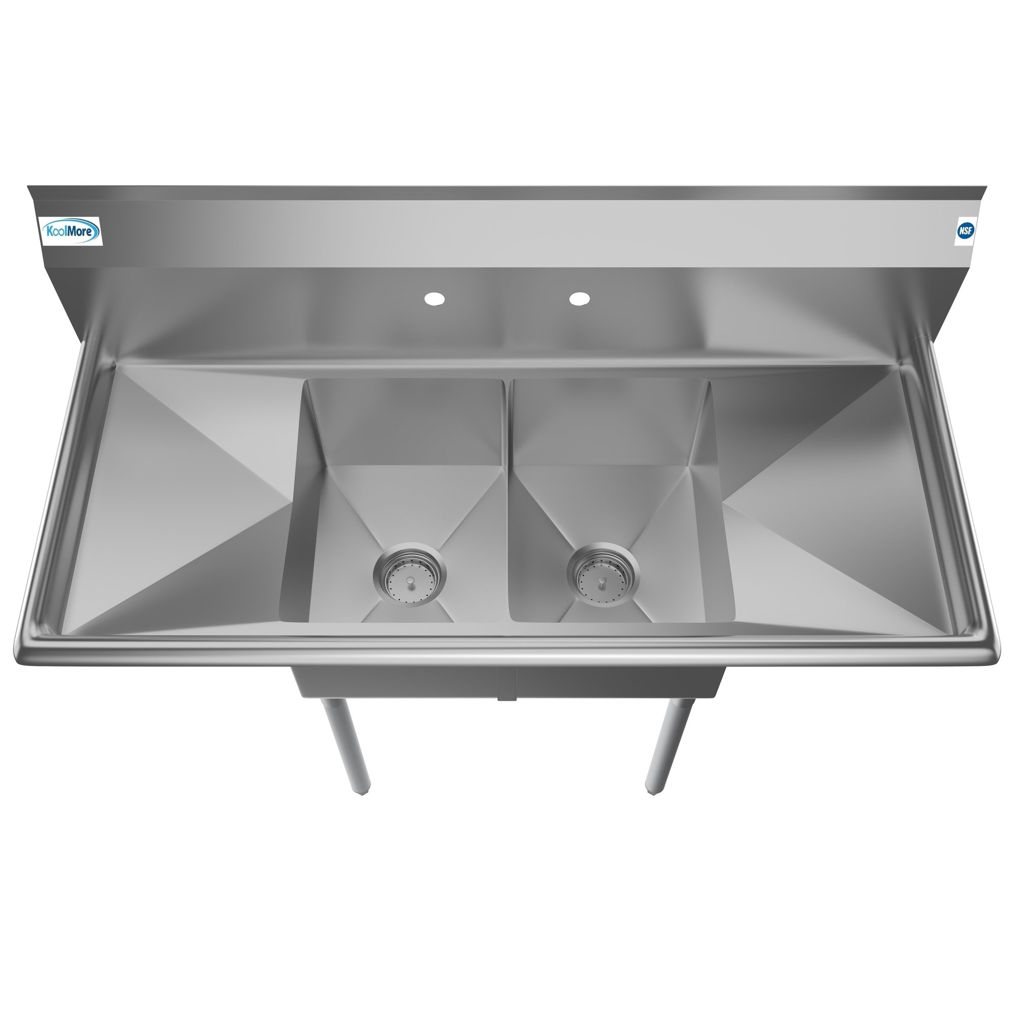 Koolmore 48 Inch Two Compartment Stainless Steel Commercial 48 Inch Two Compartment Stainless Steel