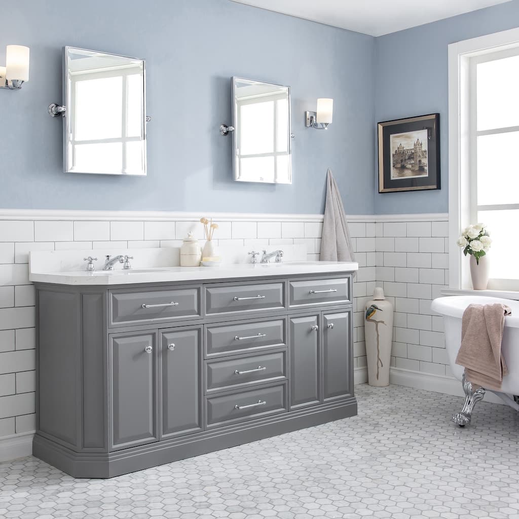 Palace Quartz Carrara Bathroom 72-inch Vanity Set