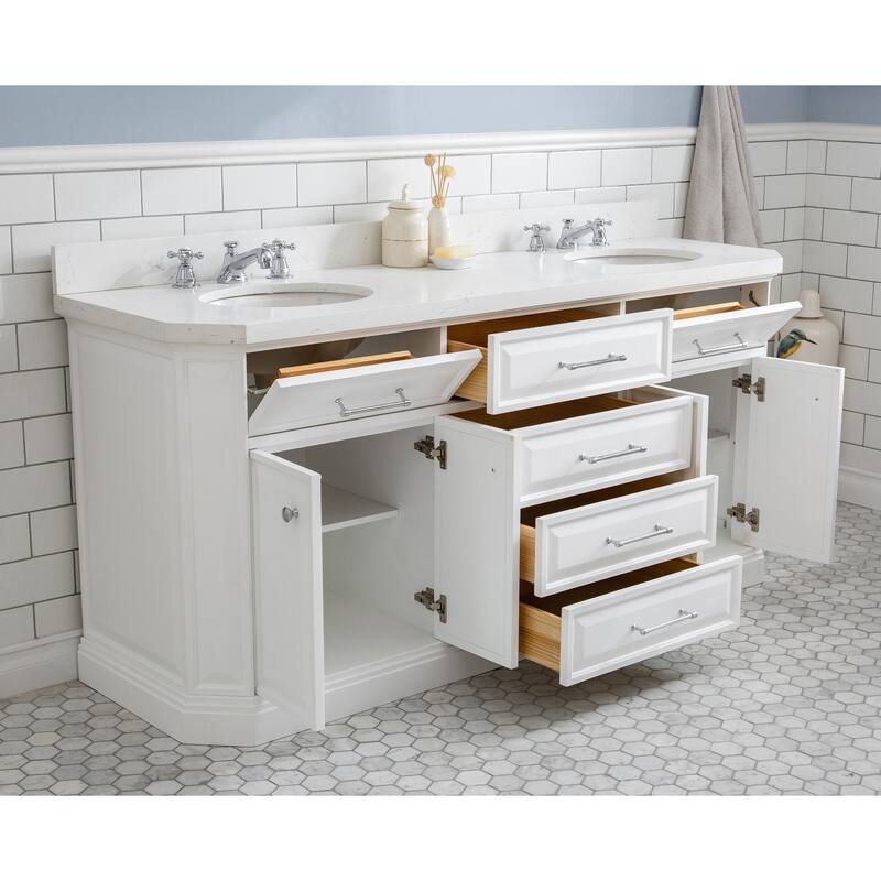Palace Quartz Carrara Bathroom 72-inch Vanity Set