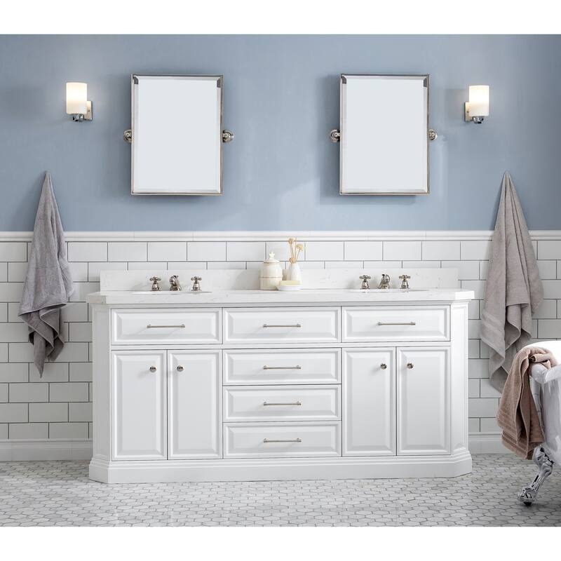 Palace Quartz Carrara Bathroom 72-inch Vanity Set