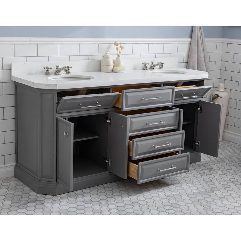 Palace Quartz Carrara Bathroom 72-inch Vanity Set