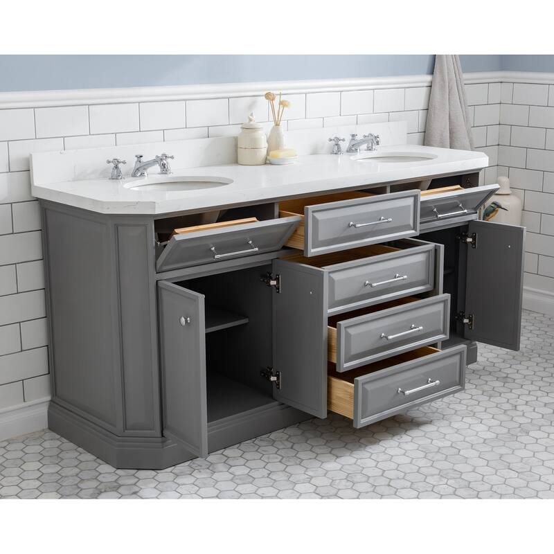 Palace Quartz Carrara Bathroom 72-inch Vanity Set