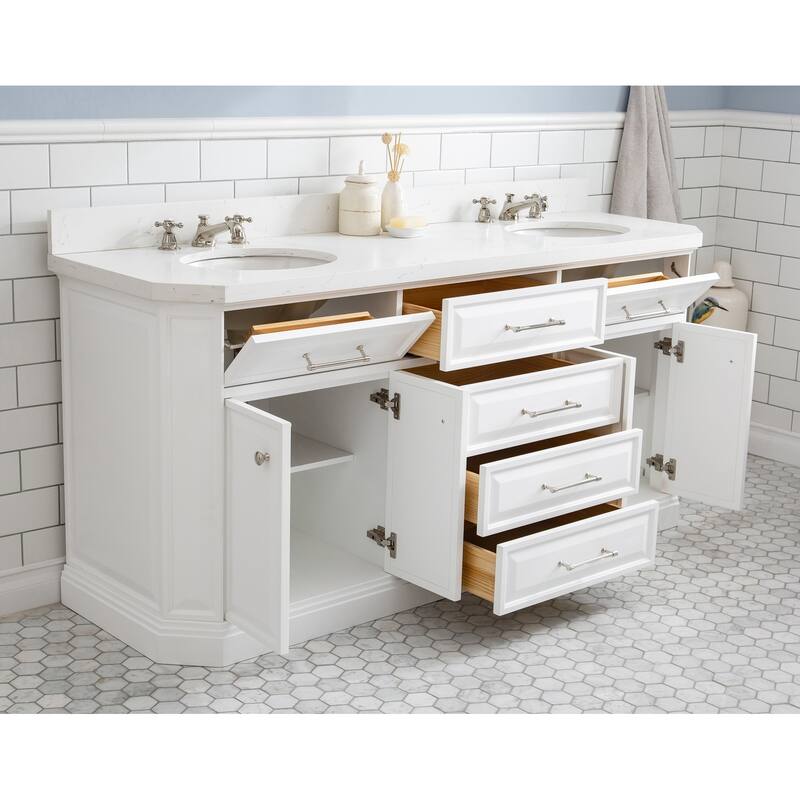 Palace Quartz Carrara Bathroom 72-inch Vanity Set