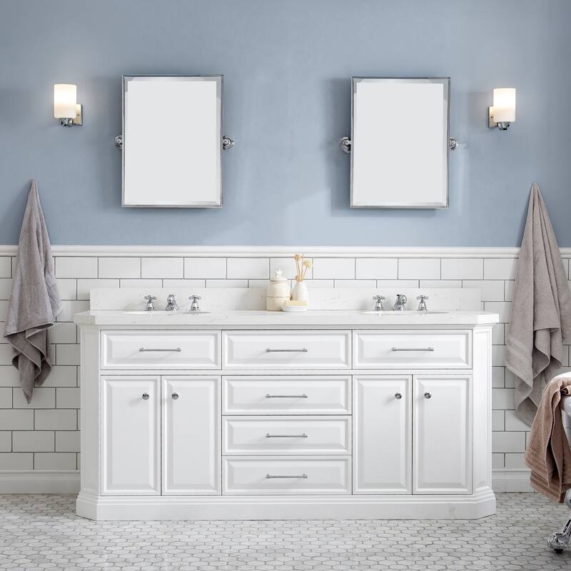 Palace Quartz Carrara Bathroom 72-inch Vanity Set