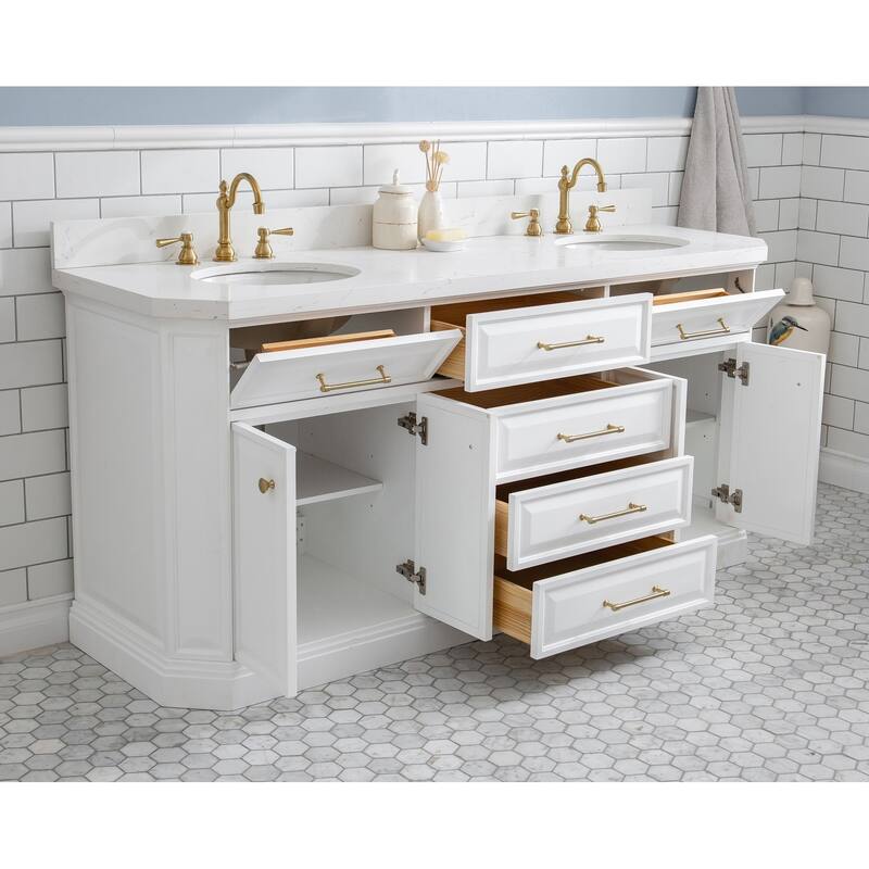 Palace Quartz Carrara Bathroom 72-inch Vanity Set