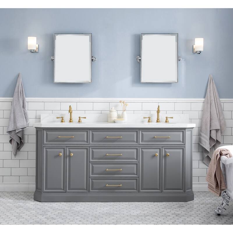 Palace Quartz Carrara Bathroom 72-inch Vanity Set