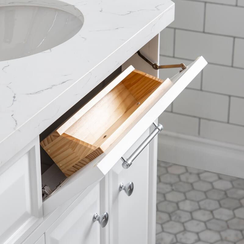 Palace Quartz Carrara Bathroom 72-inch Vanity Set
